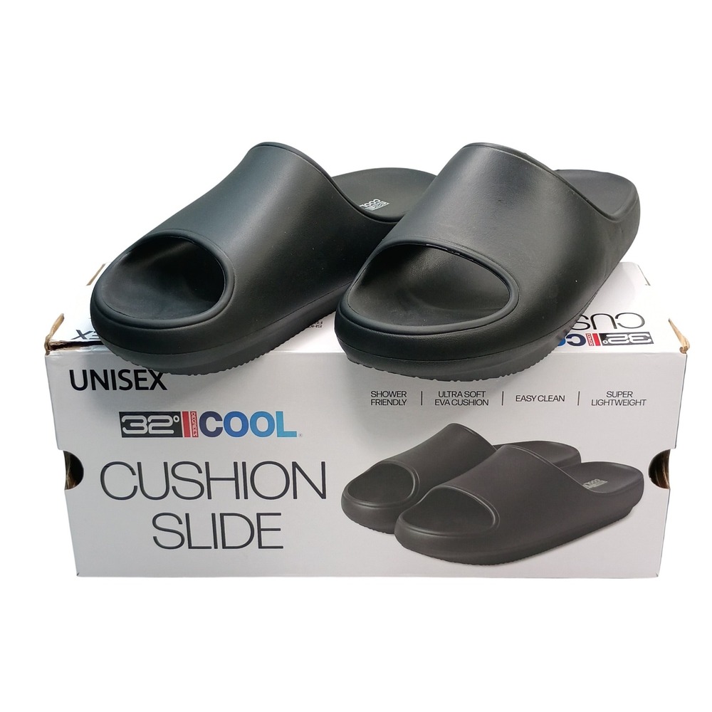 32 Degrees Cushion Slide Women Size 6-7 Black Ultra Soft EVA Foam Sandals